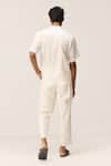 Shop_Kharakapas_White Cotton, Linen Mandarin Collar Shirt _at_Aza_Fashions
