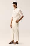 Kharakapas_White Cotton, Twill Frost Walk Trousers _Online_at_Aza_Fashions