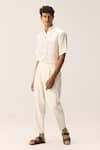 Buy_Kharakapas_White Cotton, Twill Frost Walk Trousers _Online_at_Aza_Fashions