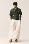 Buy_Kharakapas_White Oxford, Cotton Flared Trousers _at_Aza_Fashions