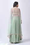 Shop_Neha Mehta Couture_Mint Organza, Silk Embroidery Round Neck Green Hand Sharara Set _at_Aza_Fashions