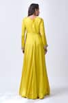 Shop_Neha Mehta Couture_Mustard Silk Zari Round Neck Hand Embroidered Anarkali Set _at_Aza_Fashions