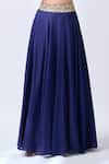 Shop_Neha Mehta Couture_Blue Organza, Silk Embroidery, Zari Round Neck Placement Hand Lehenga Set _Online_at_Aza_Fashions