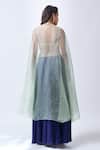 Shop_Neha Mehta Couture_Blue Organza, Silk Embroidery, Zari Round Neck Placement Hand Lehenga Set _at_Aza_Fashions