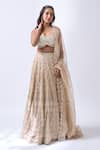 Buy_Neha Mehta Couture_Beige Silk, Organza Embroidery Round Neck Hand Lehenga Set _Online_at_Aza_Fashions