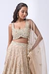 Shop_Neha Mehta Couture_Beige Silk, Organza Embroidery Round Neck Hand Lehenga Set _Online_at_Aza_Fashions