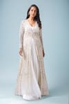 Buy_Neha Mehta Couture_Ivory Silk, Net Embroidery, Zari Round Neck, Hand Jacket And Lehenga Set _at_Aza_Fashions