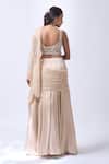 Shop_Neha Mehta Couture_Beige Silk Beads, Embroidery Round Neck Hand Lehenga Set _at_Aza_Fashions