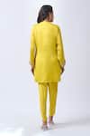 Shop_Neha Mehta Couture_Yellow Organza, Silk Embroidery Round Neck Hand Kurta Dhoti Set _at_Aza_Fashions