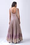 Shop_Neha Mehta Couture_Lavender Georgette, Brocade Embroidery Round Neck Hand Anarkali Set _at_Aza_Fashions