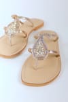 Sandalwali_Beige Beads Handmade Ambi Sandals _Online_at_Aza_Fashions