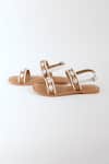 Shop_Sandalwali_Tan Brown And White Shelly Sandals _at_Aza_Fashions