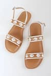 Buy_Sandalwali_Tan Brown And White Shelly Sandals _at_Aza_Fashions