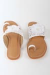 Shop_Sandalwali_Tan Fabric Flowers, Lace Brown And White Lovena Sandals _at_Aza_Fashions
