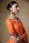 Saundh Orange Bemberg, Silk, Viscose, Organza Beads, Tassels Round Printed Lehenga Set Online at Aza Fashions Saundh_Orange Bemberg, Silk, Viscose, Organza Beads, Tassels Round Printed Lehenga Set _Online_at_Aza_Fashions