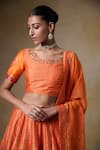 Buy Saundh Orange Bemberg, Silk, Viscose, Organza Beads, Tassels Round Printed Lehenga Set Online at Aza Fashions Buy_Saundh_Orange Bemberg, Silk, Viscose, Organza Beads, Tassels Round Printed Lehenga Set _Online_at_Aza_Fashions