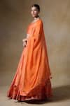 Shop Saundh Orange Bemberg, Silk, Viscose, Organza Beads, Tassels Round Printed Lehenga Set Online at Aza Fashions Shop_Saundh_Orange Bemberg, Silk, Viscose, Organza Beads, Tassels Round Printed Lehenga Set _Online_at_Aza_Fashions