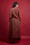 Shop_Vinusto_Maroon , Silk Cut Work Open , Round Jacket Skirt Set _at_Aza_Fashions