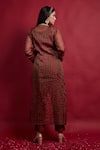 Shop_Vinusto_Maroon , Silk Embroidery Open , Round Jacket Set _at_Aza_Fashions