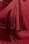 Vinusto_Maroon , Cotton Tassels, Lace V-neck Flared Anarkali And Pant Set _Online_at_Aza_Fashions