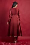 Shop_Vinusto_Maroon Chanderi Tassels, Lace V-neck Flared Anarkali Set _at_Aza_Fashions