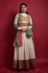 Buy_Vinusto_Ivory Chanderi Stones High Neck, Collared Gold Lehenga Set _at_Aza_Fashions