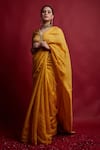 Vinusto_Turquoise Chanderi Cut Work, Embroidery, Tassels Handwoven Saree And Blouse Set _Online_at_Aza_Fashions
