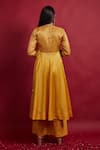 Shop_Vinusto_Yellow Chanderi Lace, Mirrors V-neck Handloom Anarkali Set _at_Aza_Fashions