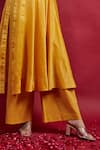 Buy_Vinusto_Yellow , Silk Cut Work, Embroidery V-neck Zig Zag Kurta Set _Online_at_Aza_Fashions