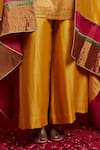 Buy_Vinusto_Yellow Chanderi Embroidery, Zari Mandarin Collar Zig-zag Weaves Kurta Set _Online_at_Aza_Fashions