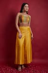 Buy_Vinusto_Maroon Chanderi Cut Work, Lace Square Neck Multi-colored Top And Palazzo Set _Online_at_Aza_Fashions