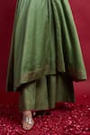 Vinusto_Olive Green Chanderi, Silk Embroidery, Lace, Zari Halter Layered Anarkali Set _Online_at_Aza_Fashions