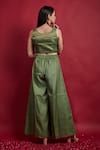 Shop_Vinusto_Olive Green Chanderi Zari Round Neck Top And Palazzo Set _at_Aza_Fashions