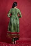 Shop_Vinusto_Olive Green Chanderi, Cotton Mirrors, Gathered Wrap Anarkali Kurta And Palazzo Set _at_Aza_Fashions