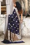 Shop_Naaritva India_Navy Zari Handwoven Work Blue Banarasi Saree With Running Blouse _at_Aza_Fashions