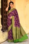 Buy_Naaritva India_Purple Crepe, Silk, Chiffon Zari Handwoven Banarasi Saree With Running Blouse _at_Aza_Fashions
