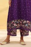 Buy_Label Niti Bothra_Purple Silk, Organza Embroidery Round Neck Floral Applique Kurta Set _Online_at_Aza_Fashions