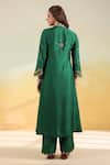 Shop_Label Niti Bothra_Green Silk Embroidery, Gota Patti, Pearls, Multicolor French Knot Kurta Set _at_Aza_Fashions