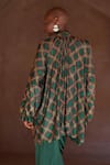 Shop_Itrh_Green Net, Satin Crystals Open Neck Embellished Tunic And Draped Skirt Set _at_Aza_Fashions