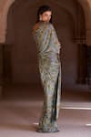 Shop_Itrh_Black Net Crystals Sweetheart Neck Sana Draped Saree Skirt With Corset _at_Aza_Fashions