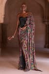 Buy_Itrh_Black Net Crystals Sweetheart Neck Yasmeen Draped Saree Skirt With Corset _at_Aza_Fashions