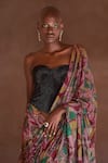 Buy_Itrh_Black Net Crystals Sweetheart Neck Yasmeen Draped Saree Skirt With Corset _Online_at_Aza_Fashions