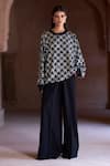 Buy_Itrh_Black Roma Sequins Crew Neck Houndstooth Oversized Sweatshirt And Pant Set _at_Aza_Fashions