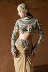 Shop_Itrh_Multi Color Net Stones, Beads Round Multicolour Embellished Skirt Co-ord Set _at_Aza_Fashions