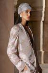 Buy_Itrh_Pink Net Crystals, Rhinestones Crystal-embellished Blazer And Pant Set _Online_at_Aza_Fashions