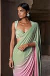 Buy_Itrh_Pink Net Crystals, Stones Sweetheart Neck Ombre Crystal-embellished Saree Set _Online_at_Aza_Fashions