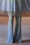 Itrh_Blue Net Crystals V-neck Ombre Embellished Tunic And Pant Set _Online_at_Aza_Fashions