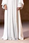 Itrh_White Net, Georgette Crystals Round , Open Silver Abaya Set _Online_at_Aza_Fashions