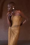 Itrh_Gold Net Crystals Off-shoulder Embellished Gown _Online_at_Aza_Fashions
