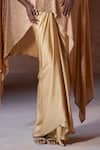 Itrh_Gold Net, Satin V-neck Ombre Draped Tunic Skirt Set _Online_at_Aza_Fashions